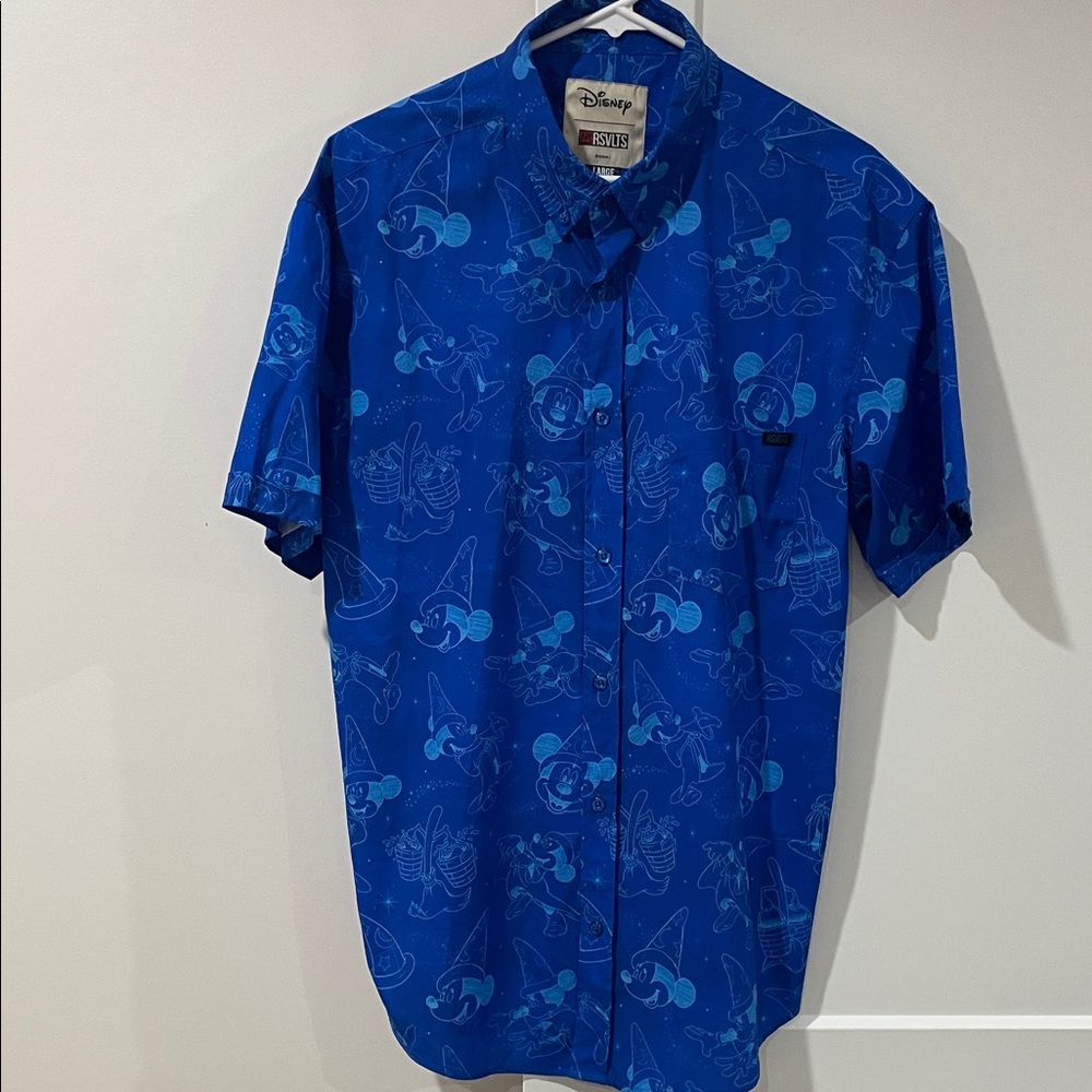 RSVLTS Disney Mickey Fantasia Blue Casual Men's Shirt Large